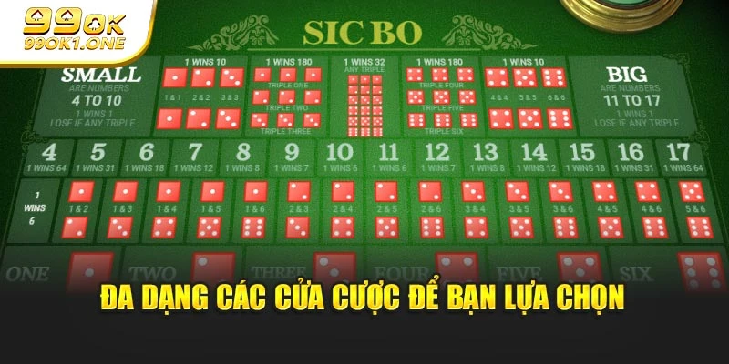 Cửa cược đa dạng, dễ dàng chọn lựa